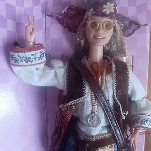 Barbie Collectables- Peace and Love 70's Barbie, Hippie peace sign Barbie